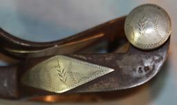 Kelly Bros/Parker silver mtd spurs & Buermann Daisy long shanked spurs