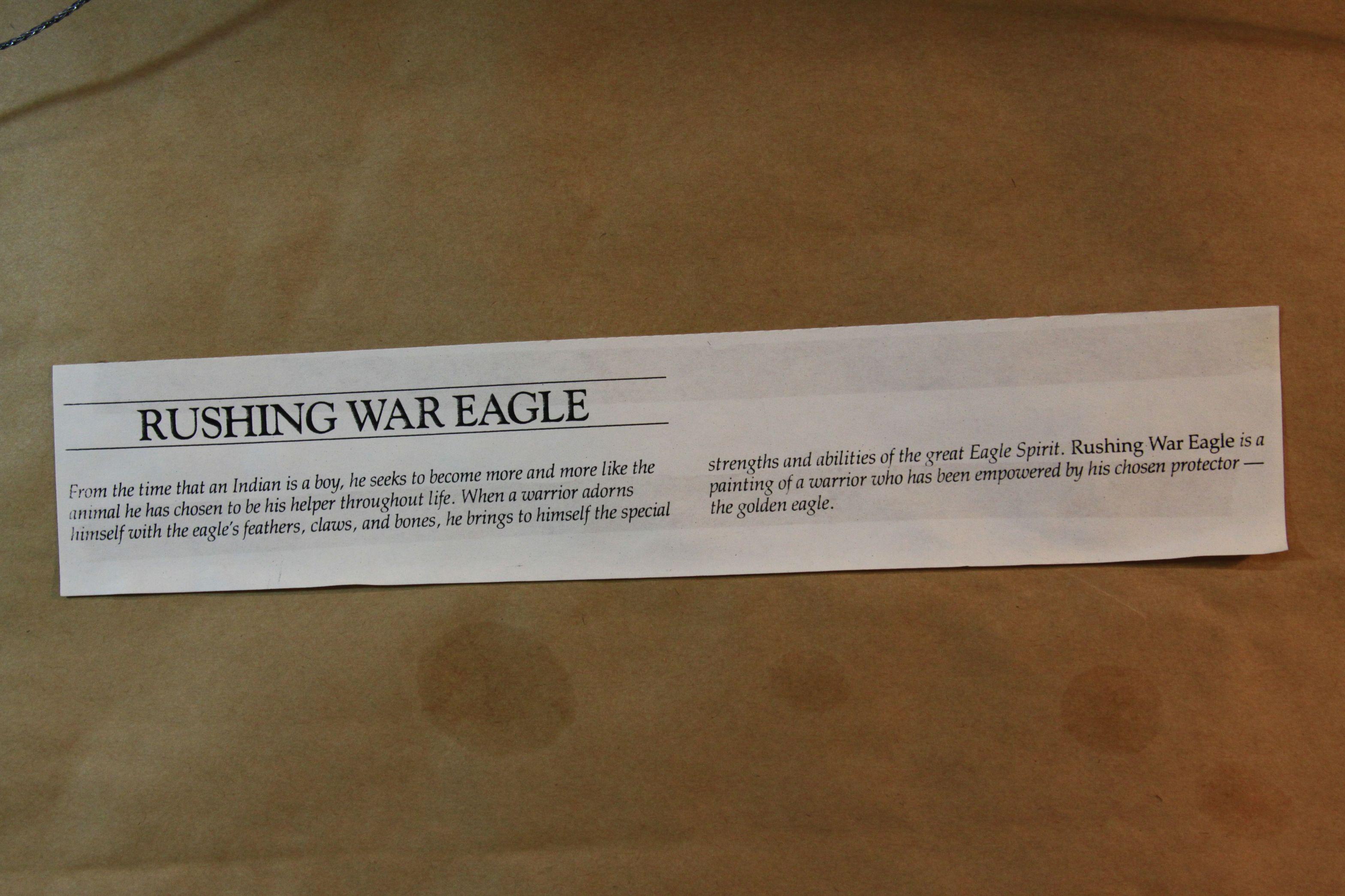 Bev Doolittle print, Rushing War Eagle, 1980