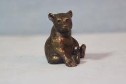 2 Paul A. Geffree bear sculptures, 2" x 2.5 x 2", 1 is sterling silver pola