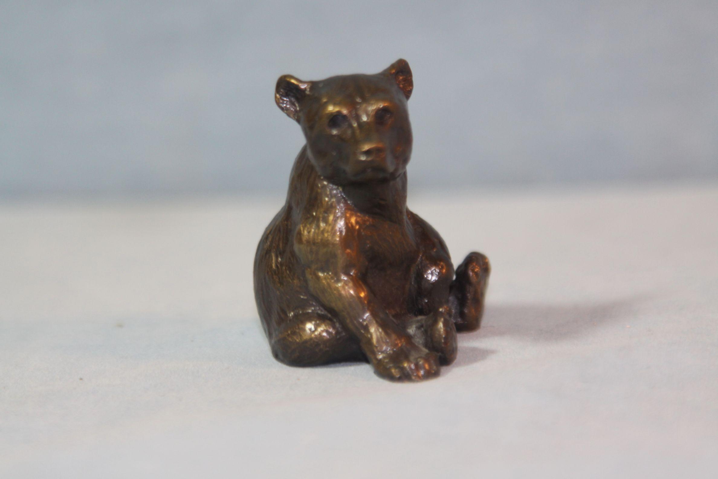 2 Paul A. Geffree bear sculptures, 2" x 2.5 x 2", 1 is sterling silver pola