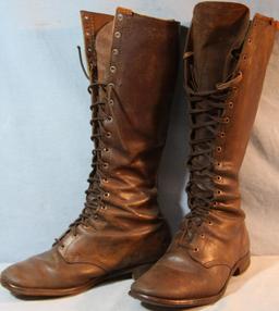 High top Cavalry lace-up boots and Cavalry stirrups