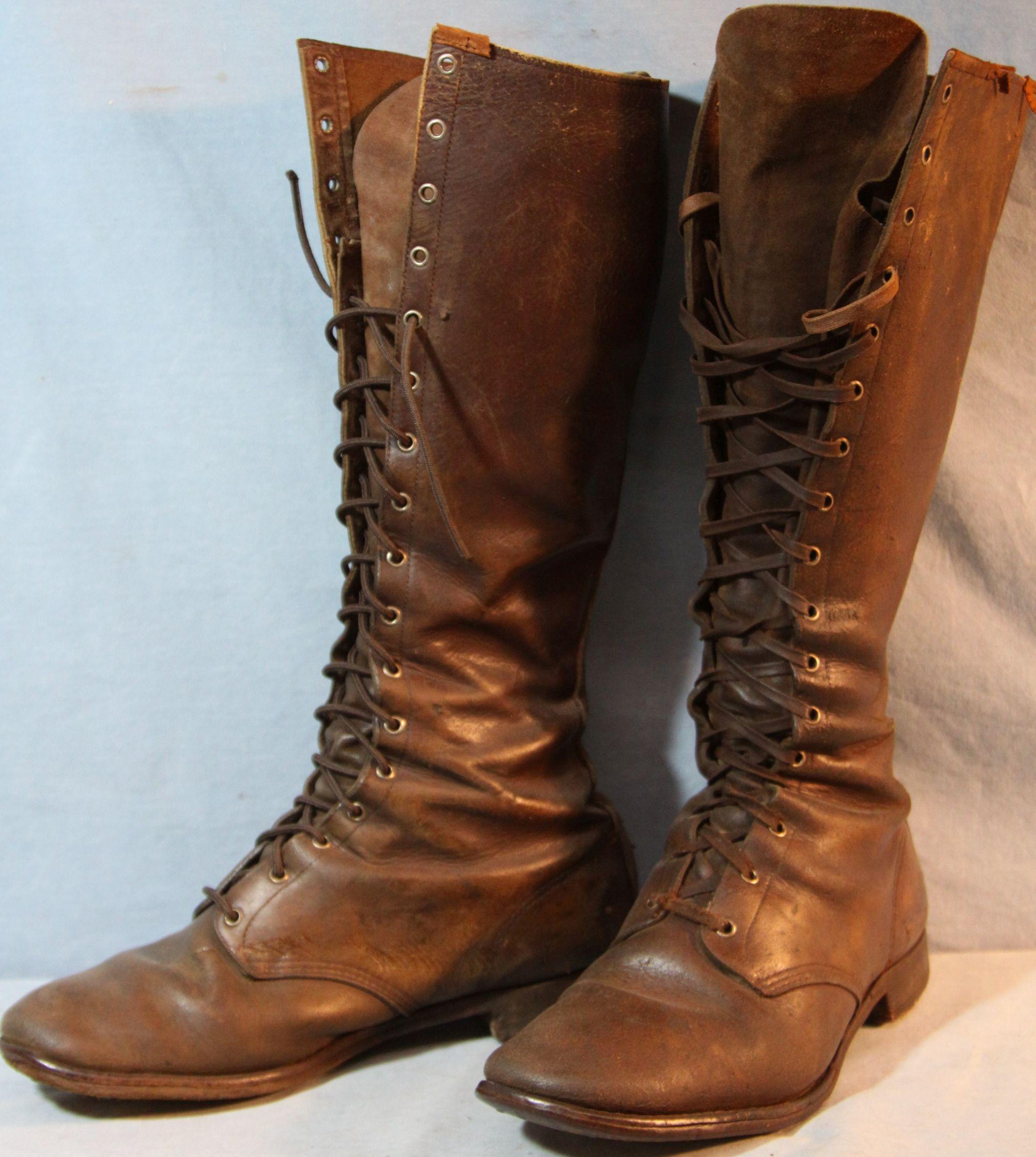 High top Cavalry lace-up boots and Cavalry stirrups