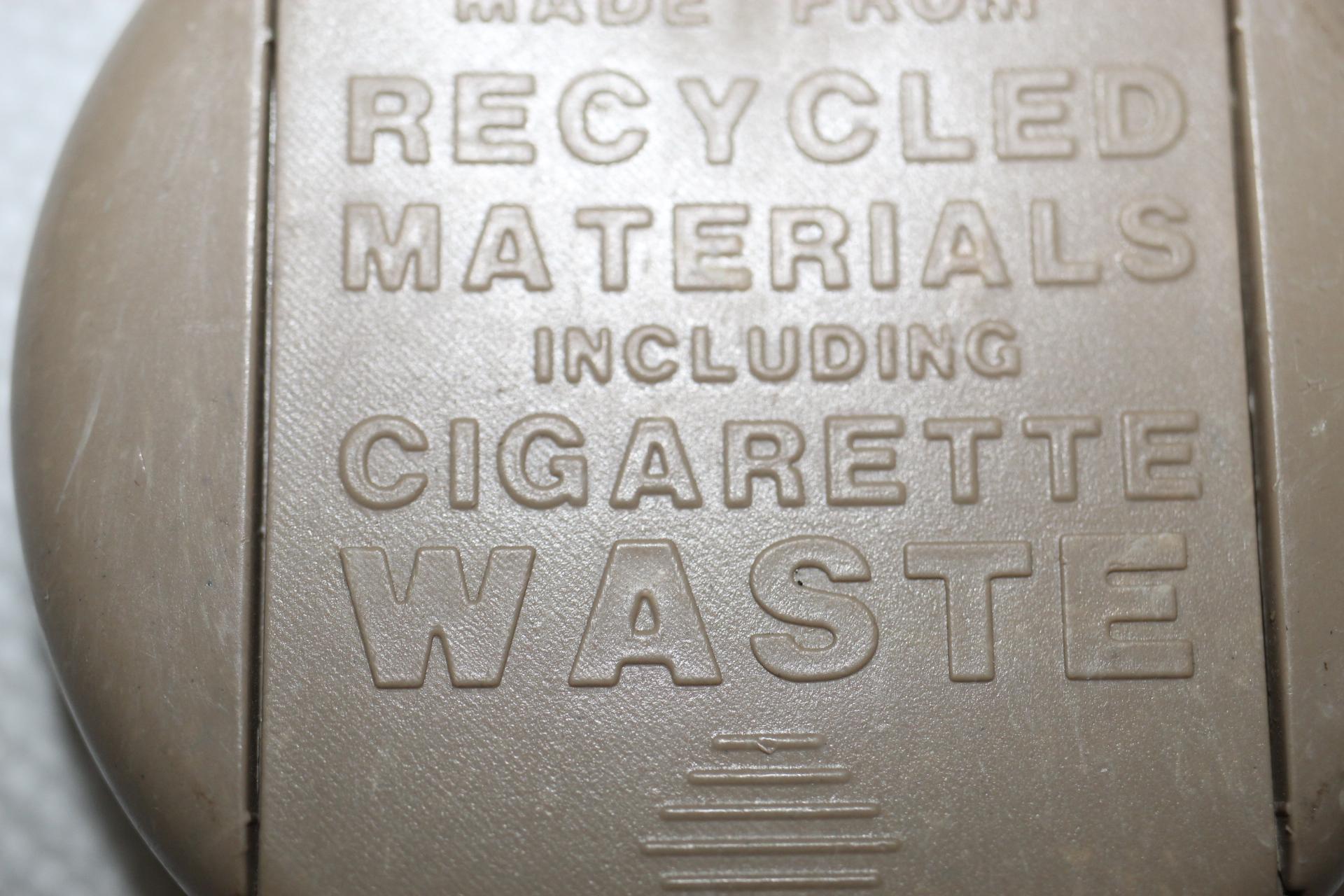 2 Ashtrays, Made From Recycled Materials Including Cigarette Waste, Plastic & Metal