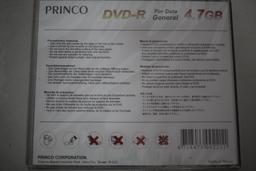 4 New DVD's, DVD-R, For Data, DVD Recordable Disc., General, 4.7 GB Each, Princo, Sealed