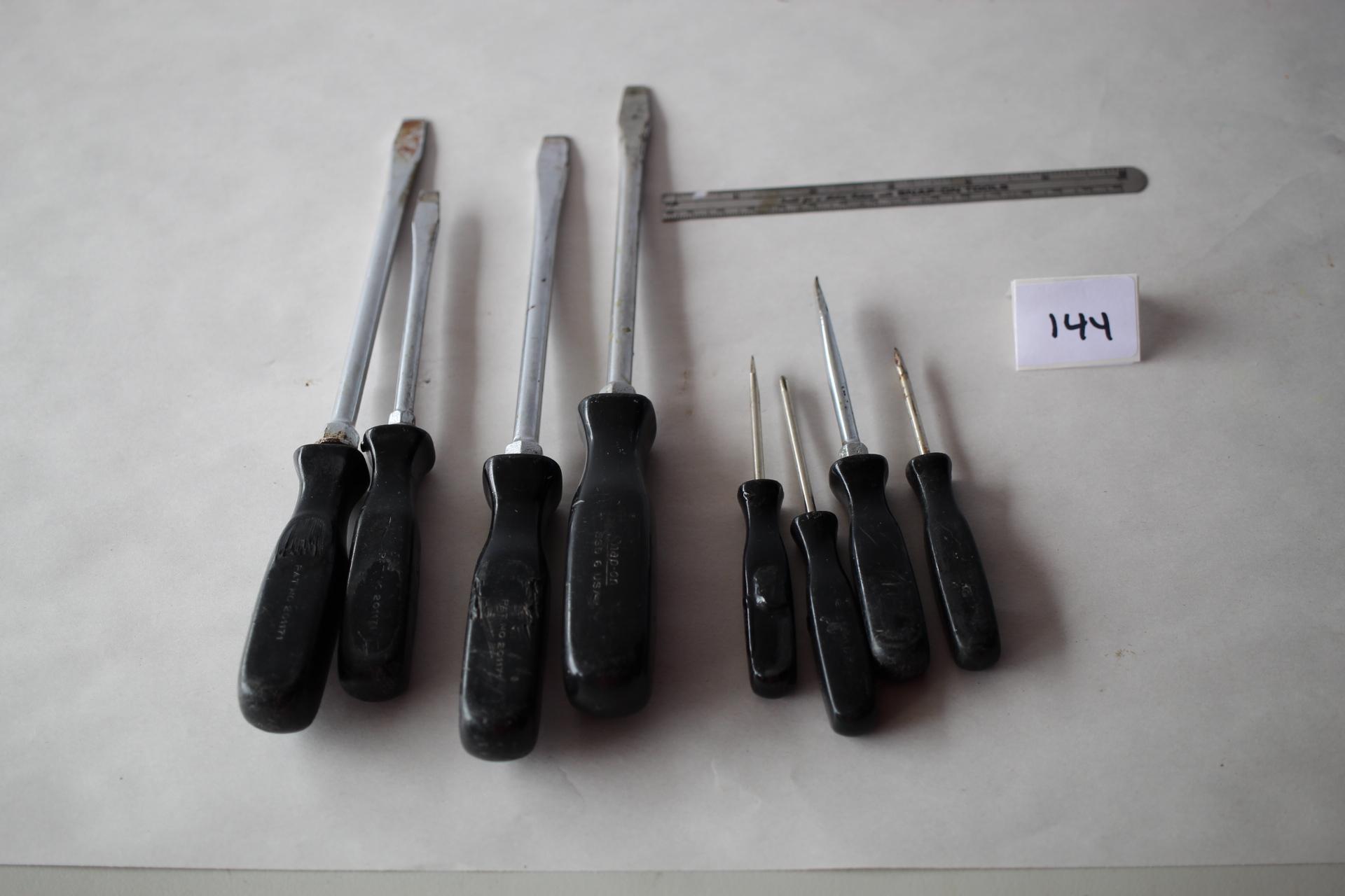 Assorted Snap On Screw Drivers & Ruler Gauge