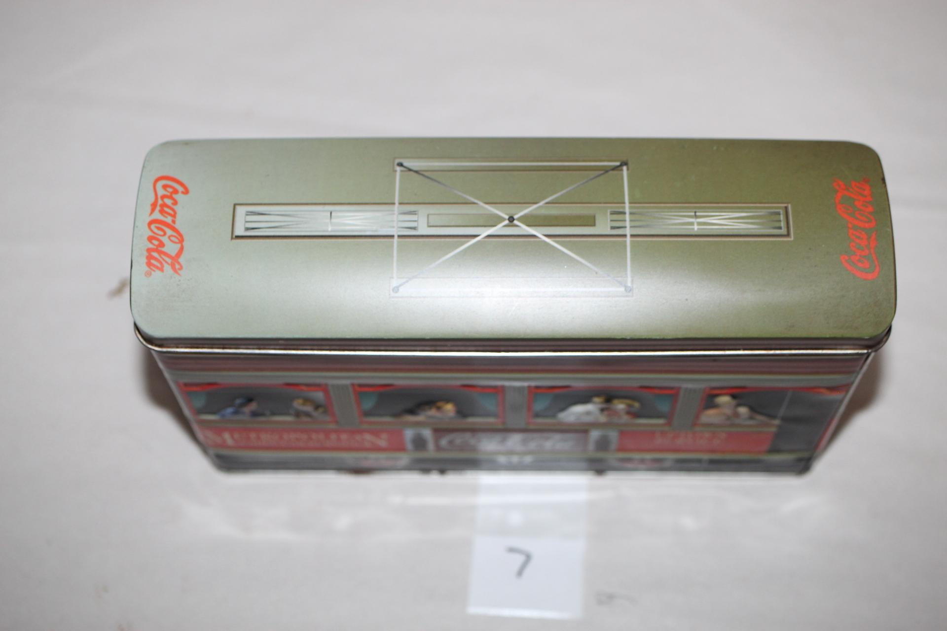 Coca Cola Metropolitan Cable Car Service Tin, 8 1/2" x 2 1/2" x 5 1/2"H