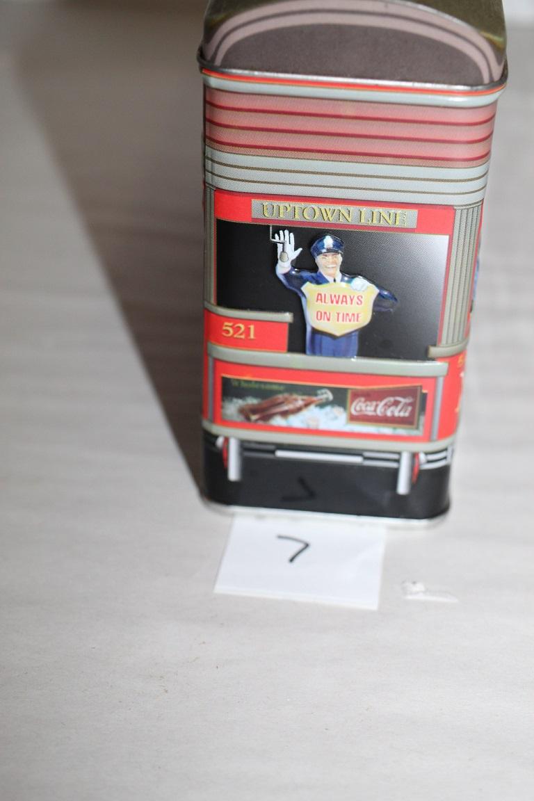 Coca Cola Metropolitan Cable Car Service Tin, 8 1/2" x 2 1/2" x 5 1/2"H