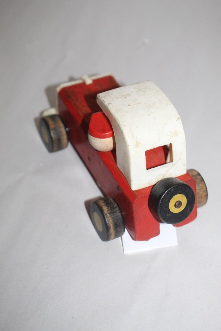 Vintage Fisher Price Toy Sports Car, #674, Wood, Metal, Plastic, 6"L