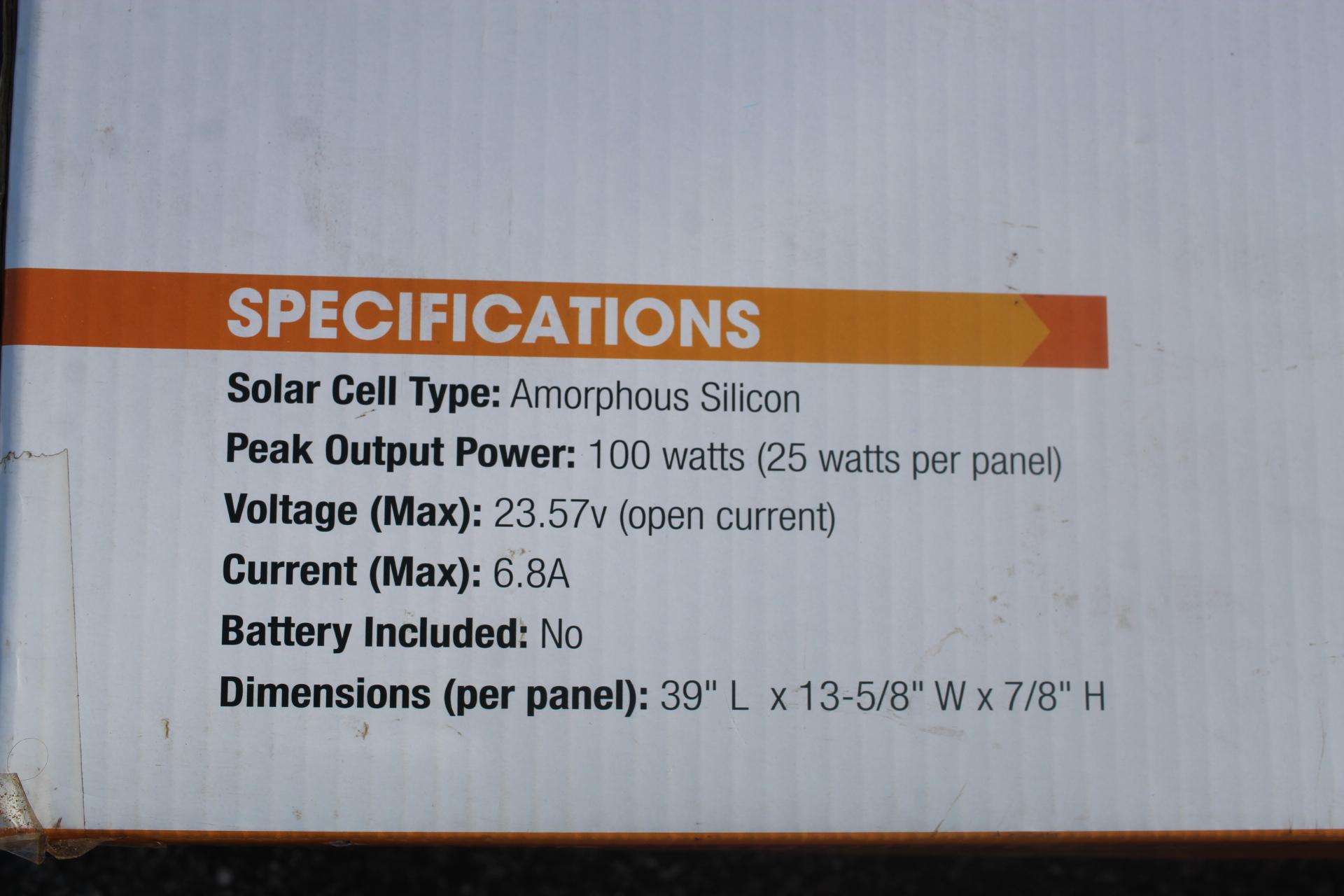 Solar Panel Kit, 100 Watt, Thunder Bolt Magnum, #63585, Please See Pictures For Dimensions