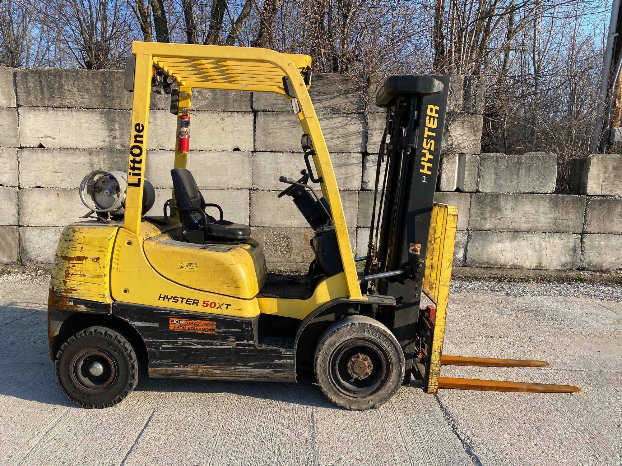 2018 Hyster H50XT 5,000 LB. Forklift, S/N A380V06798S, 195" Lift Height, Solid Cushion Tires,