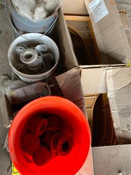 Frames, Bags of Pipe Risers, (2) Pallets of Assorted Hardware