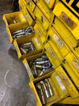 Coll-O-Crimp I Hydraulic Crimping Machine w/ (3) Drawer Cabinets of Fittings, Couplers, & Support