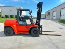 Toyota 15,500-LB Capacity Forklift, Model 7FDU70, S/N 60474, Diesel, Dual Drive Pneumatic Tires,