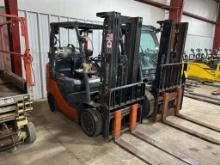2019 Toyota 5,000-LB. Forklift, Model 8FGCU25, S/N 01261, LPG Gas, Cushion Tires, 3-Stage Mast, 189"