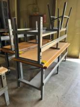 (2) Uline Wood Top Workbenches, Adjustable Height, 8' X 30" & 36" X 8' ($20 Loading fee will be