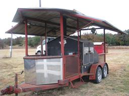 Ttailer mounted BBQ Pit with Front Fryers Large Smoker