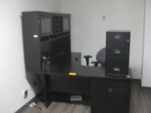 L-Shape Desk, 2 over Stuff Chairs HP Printer chair mat