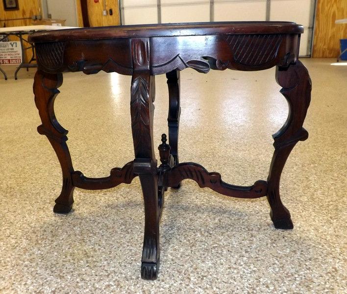 Oval Coffee Table w/Decorative lets & Inlaid Top