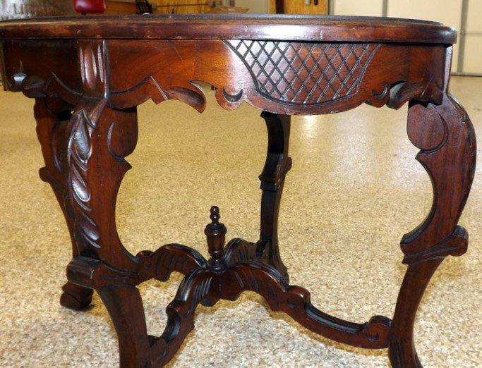 Oval Coffee Table w/Decorative lets & Inlaid Top