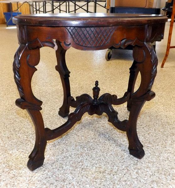 Oval Coffee Table w/Decorative lets & Inlaid Top