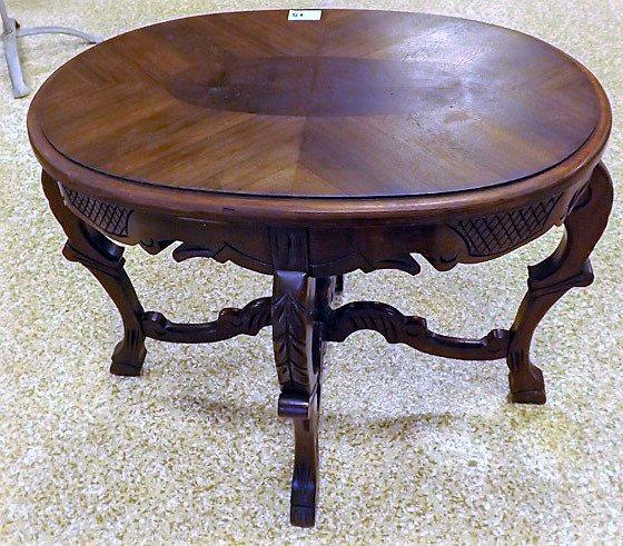 Oval Coffee Table w/Decorative lets & Inlaid Top