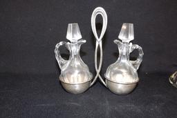 Glass Cruets (2) & Sugar/Creamer set