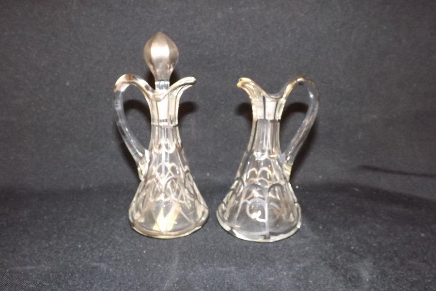 Glass Cruets (2) & Sugar/Creamer set