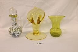 Glass Vases (2) & Cruet