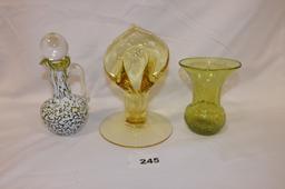 Glass Vases (2) & Cruet
