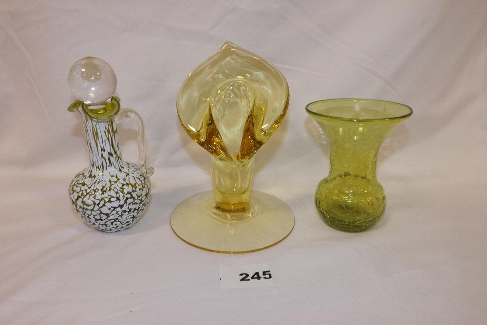 Glass Vases (2) & Cruet