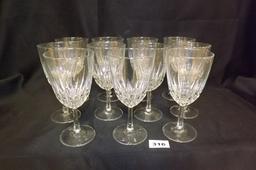 11 Stemmed Glasses clear patterned glass