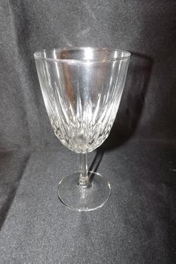 11 Stemmed Glasses clear patterned glass
