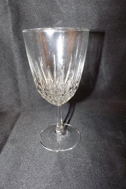 11 Stemmed Glasses clear patterned glass