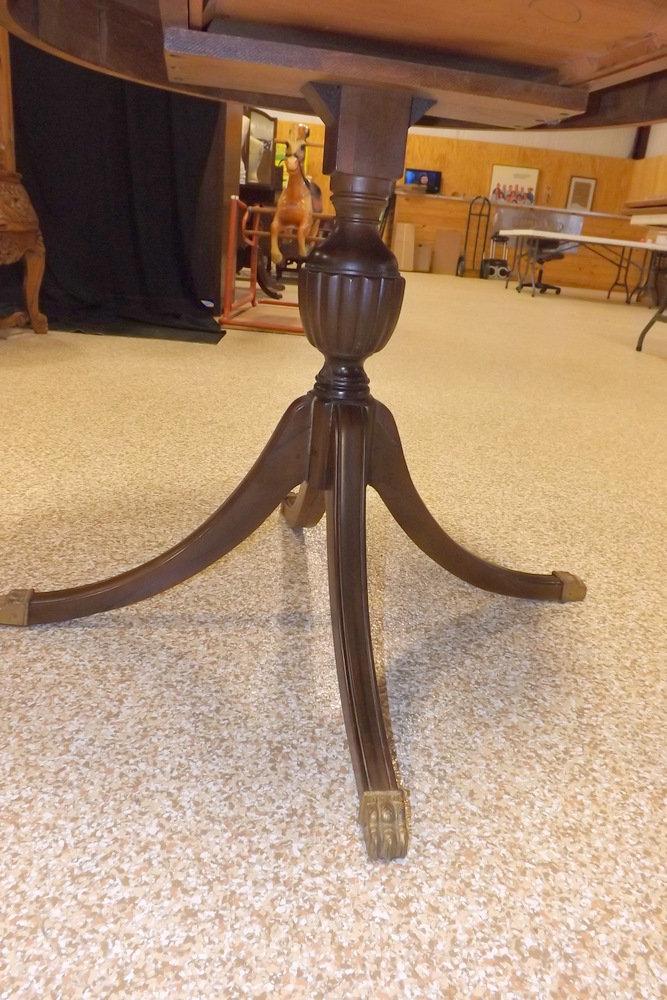 Duncan Phyfe Style Round Table w/Brass Claw Feet