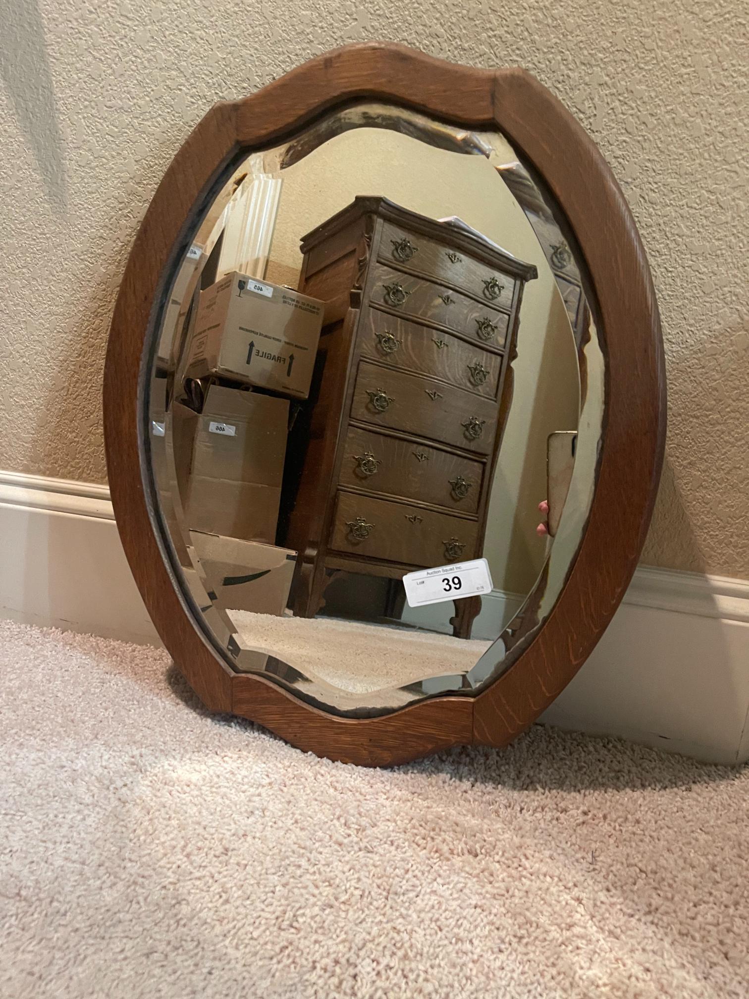 Oak Beveled Mirror