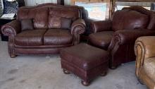 Fabrique Par Sienna Saddle Leather Couch & Ottoman