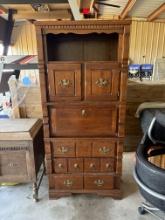 Antique Stained 2 Piece Wooden Dresser Set