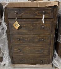 Dark Stained Wooden Chest Of Drawers