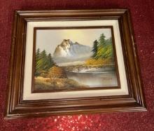 Vintage Landscape Mountain View  Oil Painting