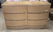 Wooden Six Drawer Dresser W/ Matching Mirror
