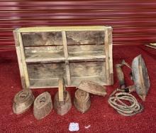 Vintage Rare Clothing Iron W/ Sad Iron Trivets