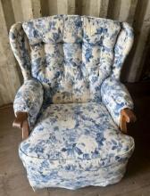 Blue Floral Swivel Chair
