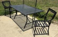 Metal Patio Table W/ Glass Top