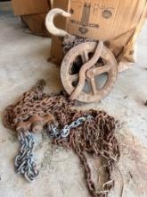 Vintage Block Screw Geared Chain Hoist