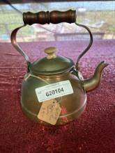 Vintage Copper Tea Kettle W/ Wooden Hanlde