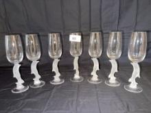 Golden Crown E & R Bayel Crystal Dolphin Frosted Glasses
