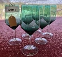 Gorham Crystal Reizart Europa 'green Mist' Wine Glasses
