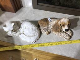 Chalk Cat & Resin Dog Statues or Decorative Figures