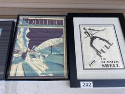 Group lot of Framed Antiqued Transportation etc Lithographs