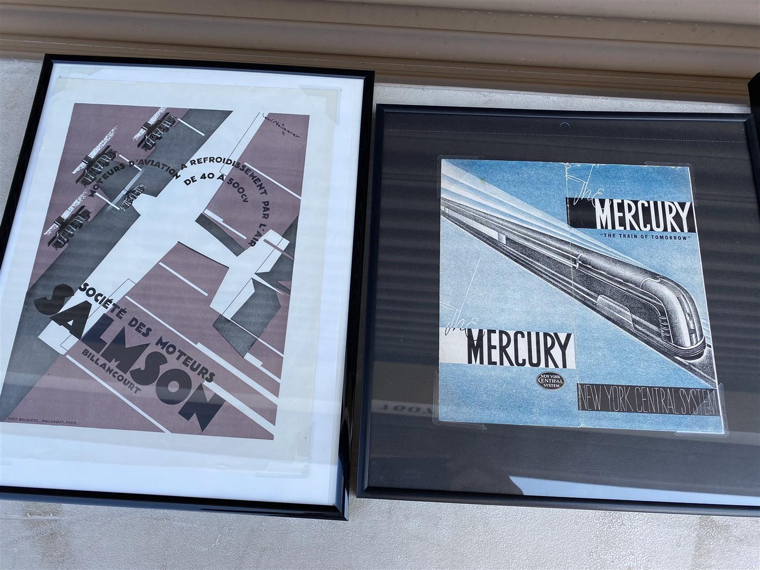 Group lot of Framed Antiqued Transportation etc Lithographs